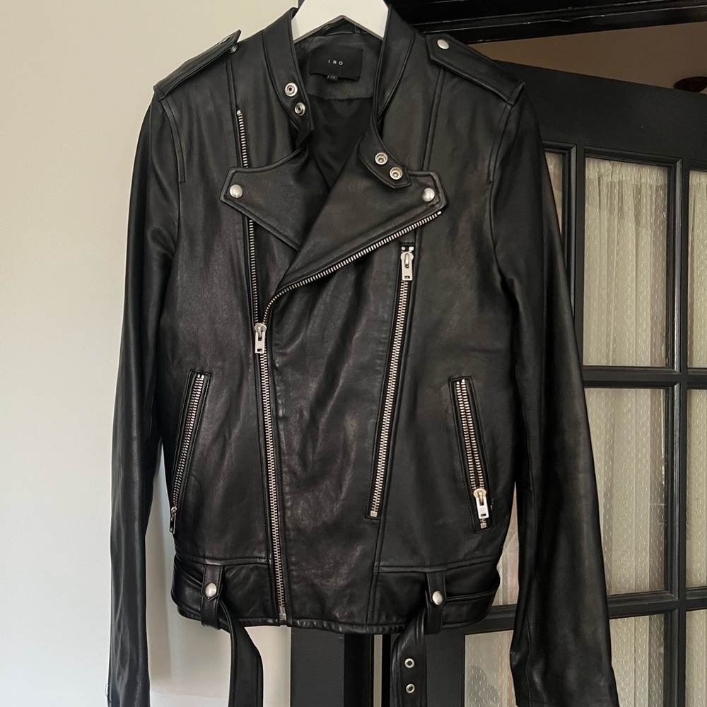 IRO Hydo Black Leather Biker Motorcycle Jacket M